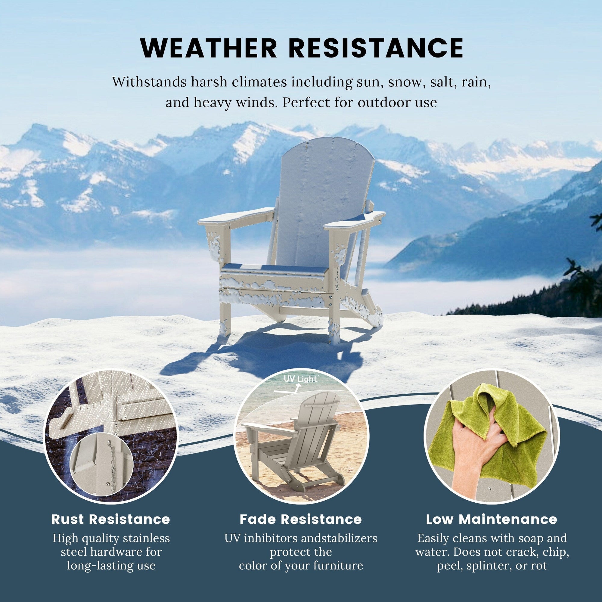 Polytrends Laguna Weather Resistant Outdoor Patio Folding Adirondack Chairs (Set of 4)