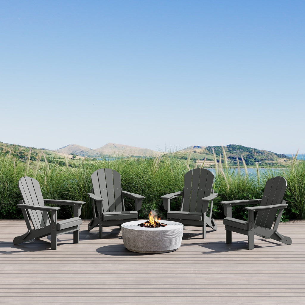 Polytrends Laguna Weather Resistant Outdoor Patio Folding Adirondack Chairs (Set of 4)