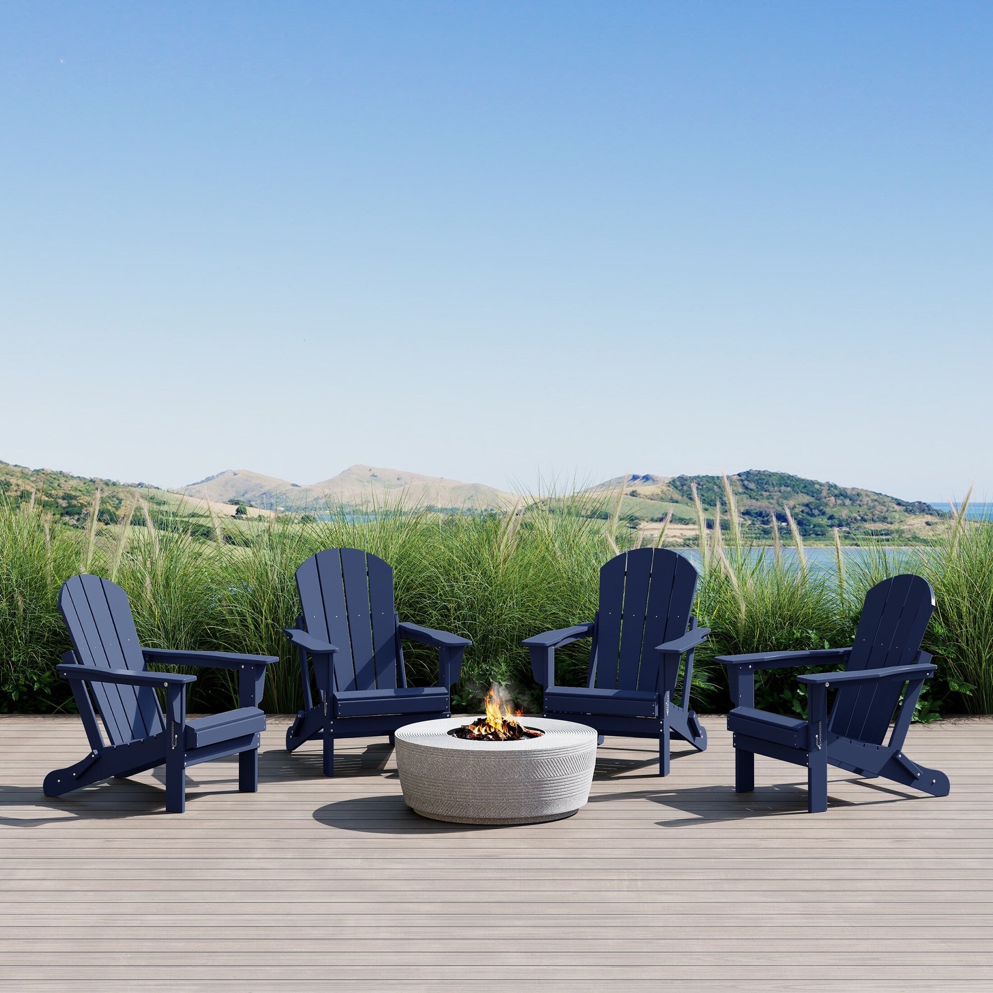 Polytrends Laguna Weather Resistant Outdoor Patio Folding Adirondack Chairs (Set of 4)