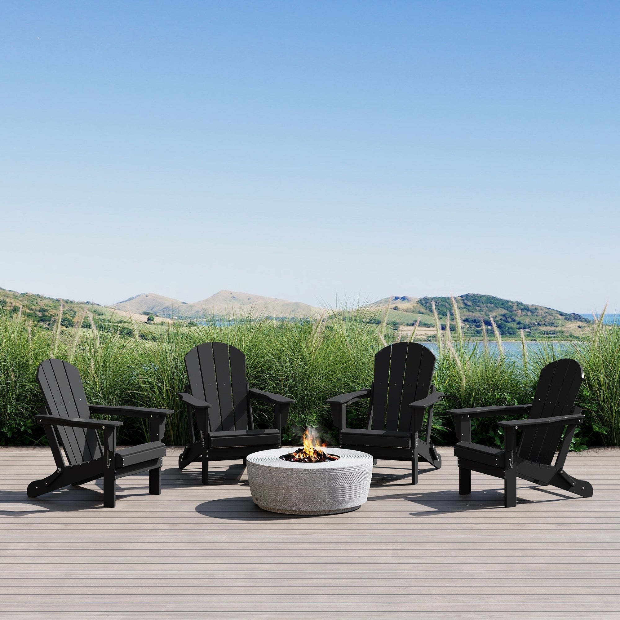 Polytrends Laguna Weather Resistant Outdoor Patio Folding Adirondack Chairs (Set of 4)