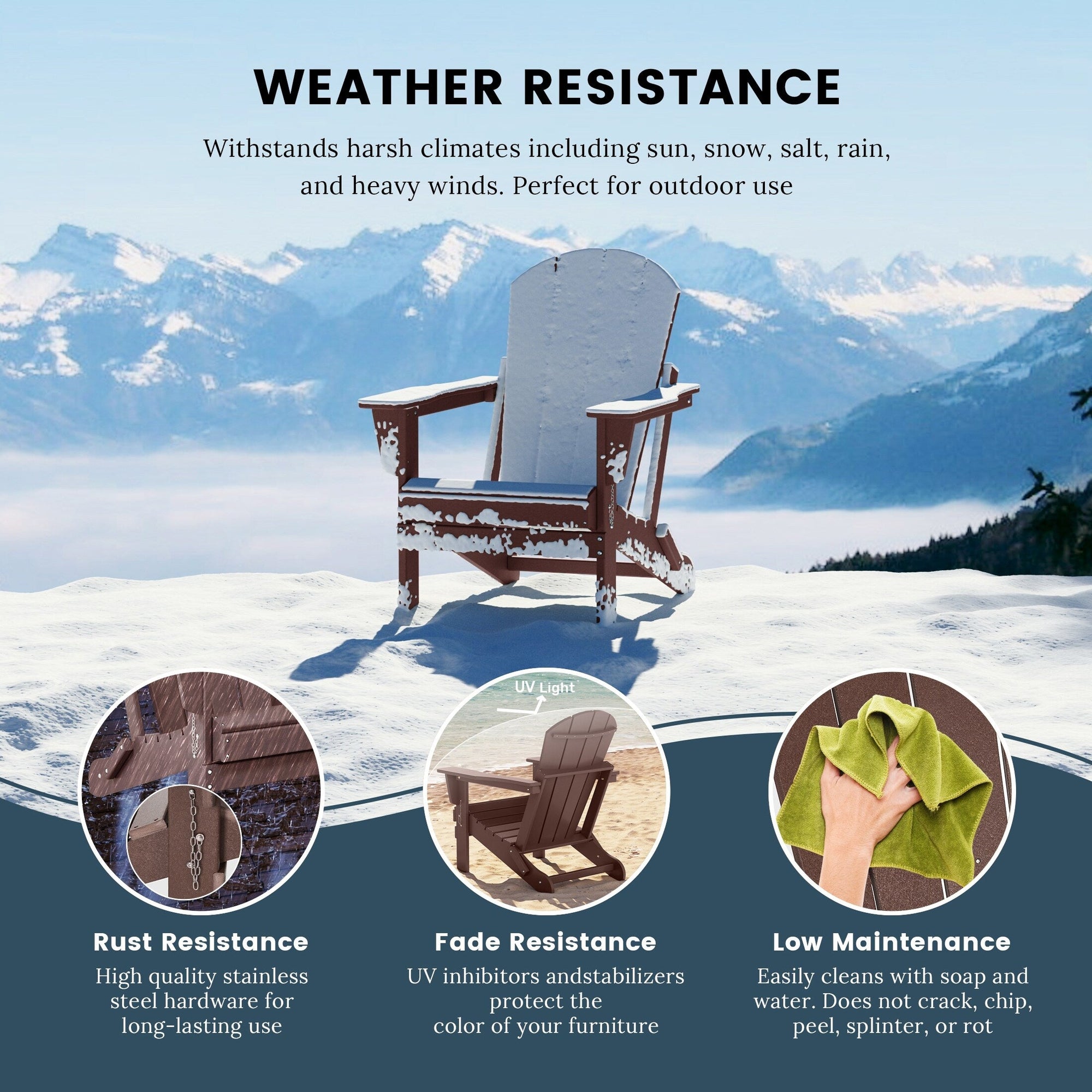 Polytrends Laguna Weather Resistant Outdoor Patio Folding Adirondack Chairs (Set of 4)