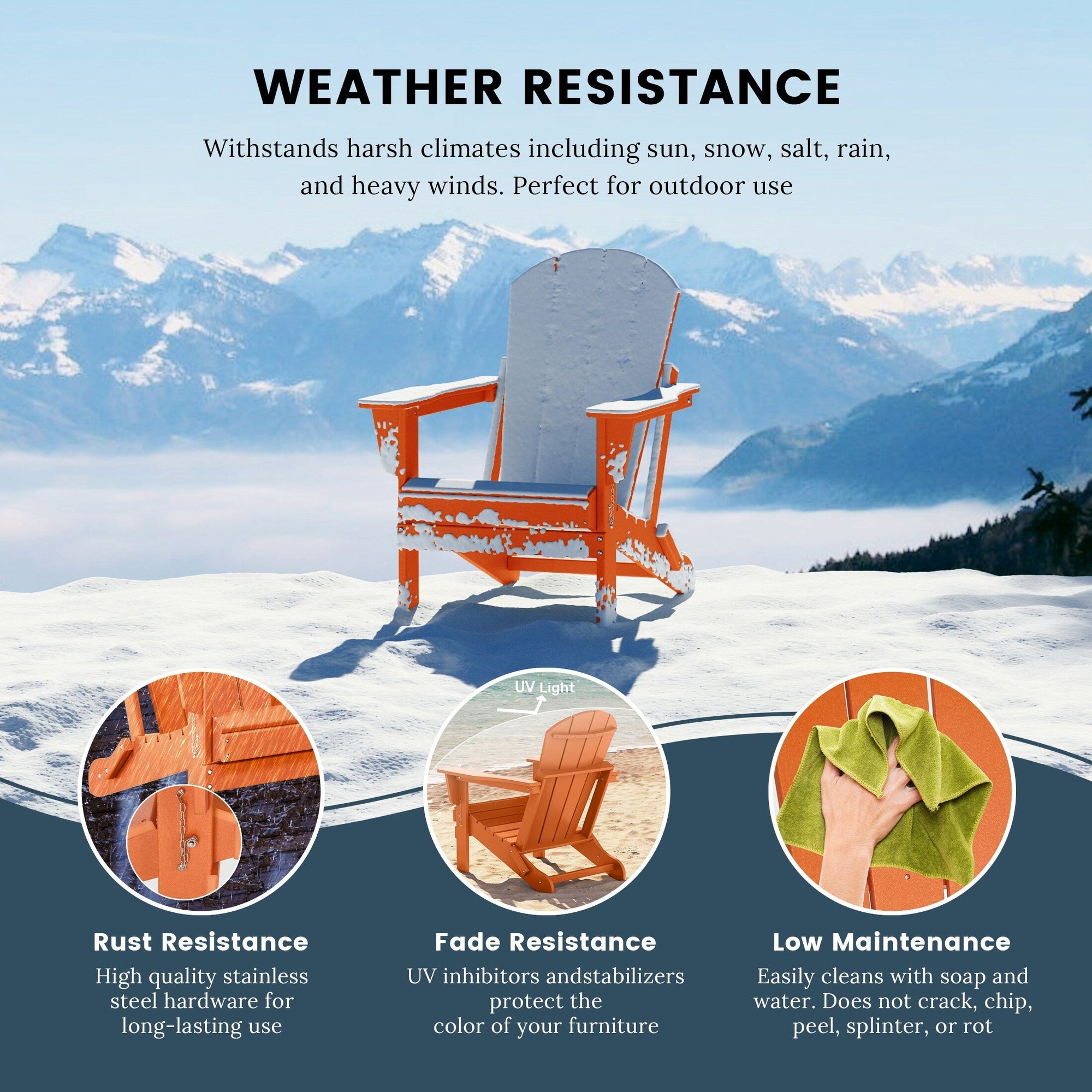 Polytrends Laguna Weather Resistant Outdoor Patio Folding Adirondack Chairs (Set of 4)