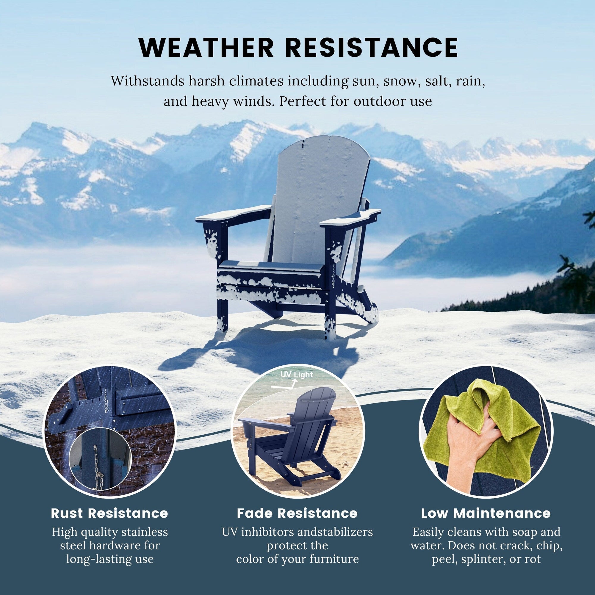 Polytrends Laguna Weather Resistant Outdoor Patio Folding Adirondack Chairs (Set of 4)