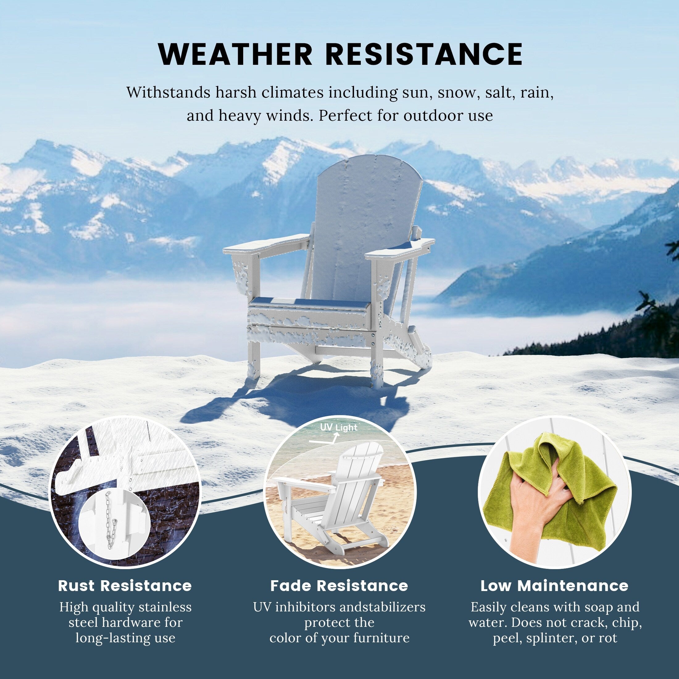 Chaises pliantes Adirondack Polytrends Laguna résistantes aux intempéries (lot de 4)