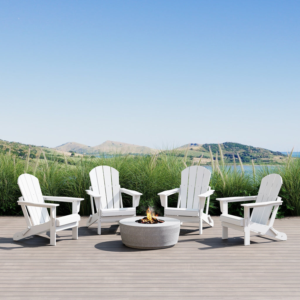 Polytrends Laguna Weather Resistant Outdoor Patio Folding Adirondack Chairs (Set of 4)