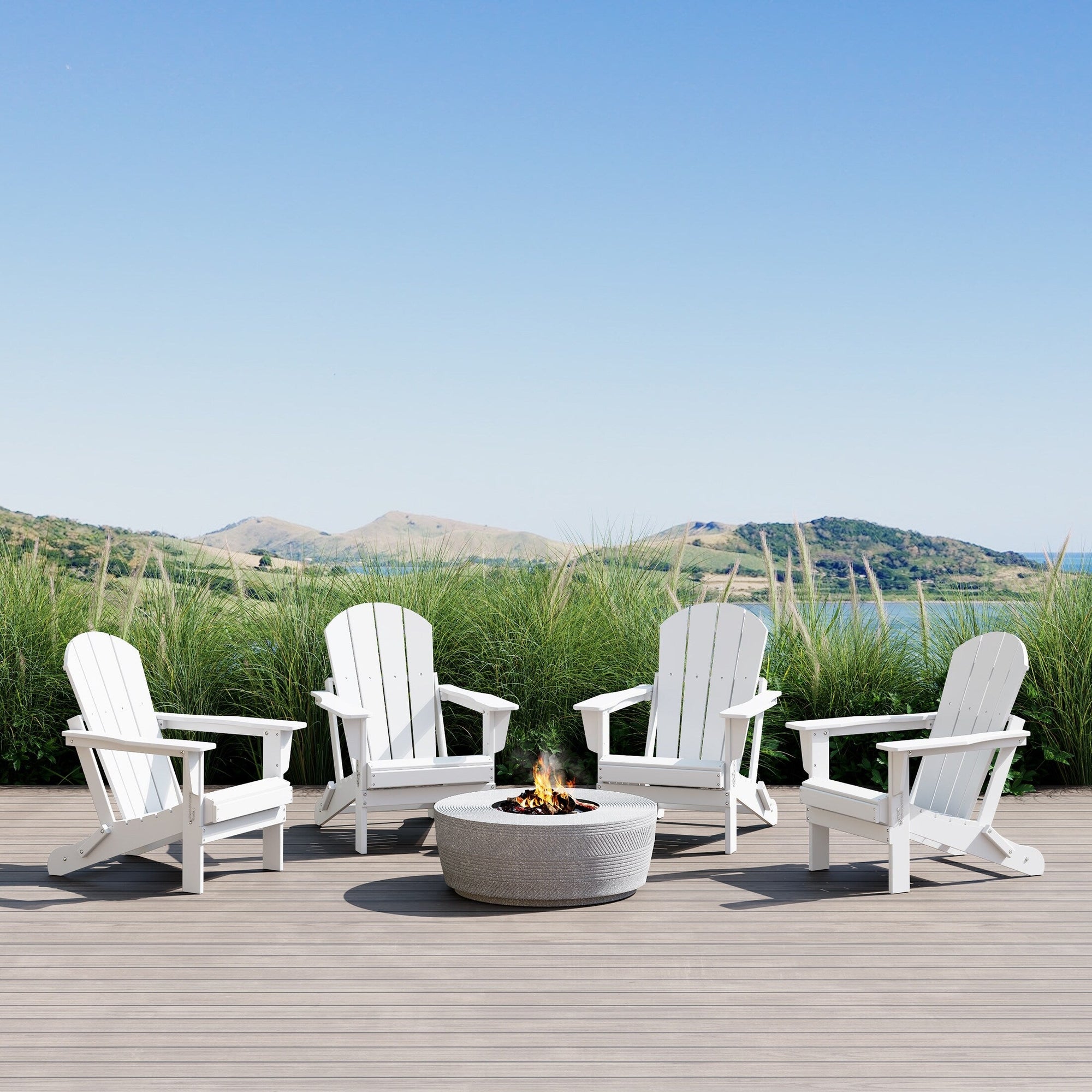 Polytrends Laguna Weather Resistant Outdoor Patio Folding Adirondack Chairs (Set of 4)