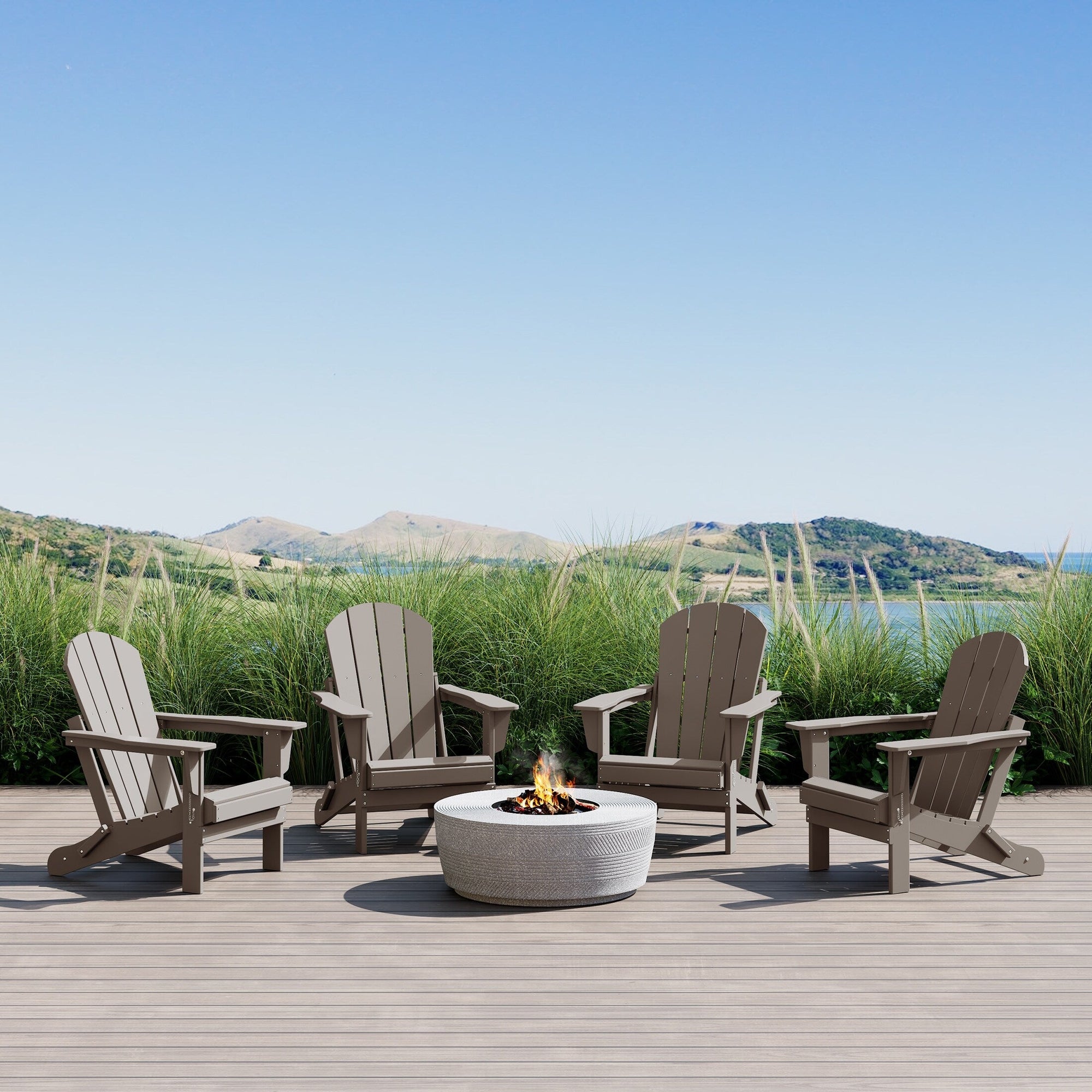 Polytrends Laguna Weather Resistant Outdoor Patio Folding Adirondack Chairs (Set of 4)