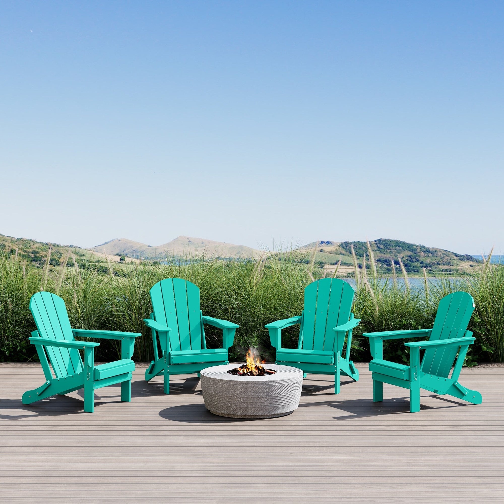 Polytrends Laguna Weather Resistant Outdoor Patio Folding Adirondack Chairs (Set of 4)