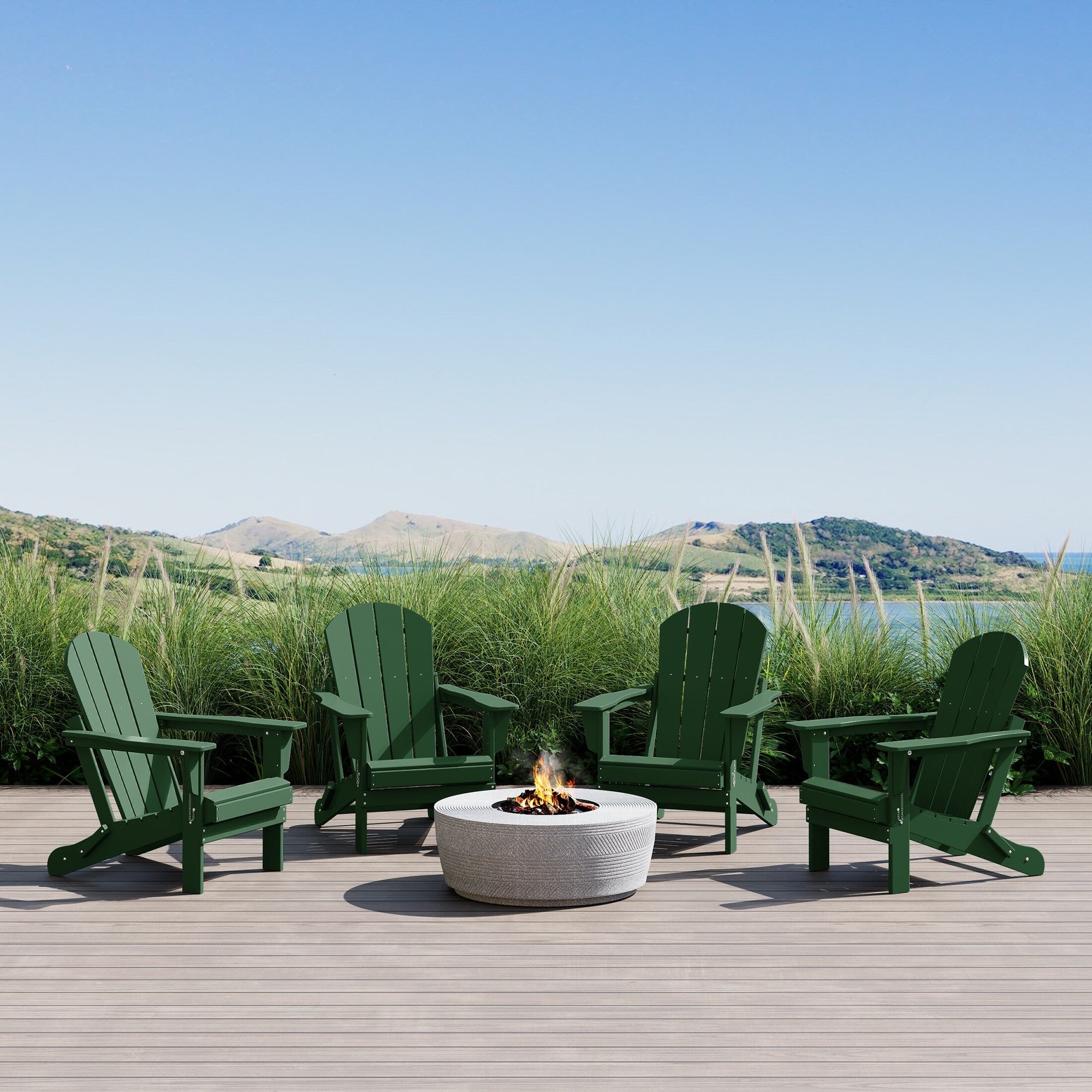 Polytrends Laguna Weather Resistant Outdoor Patio Folding Adirondack Chairs (Set of 4)