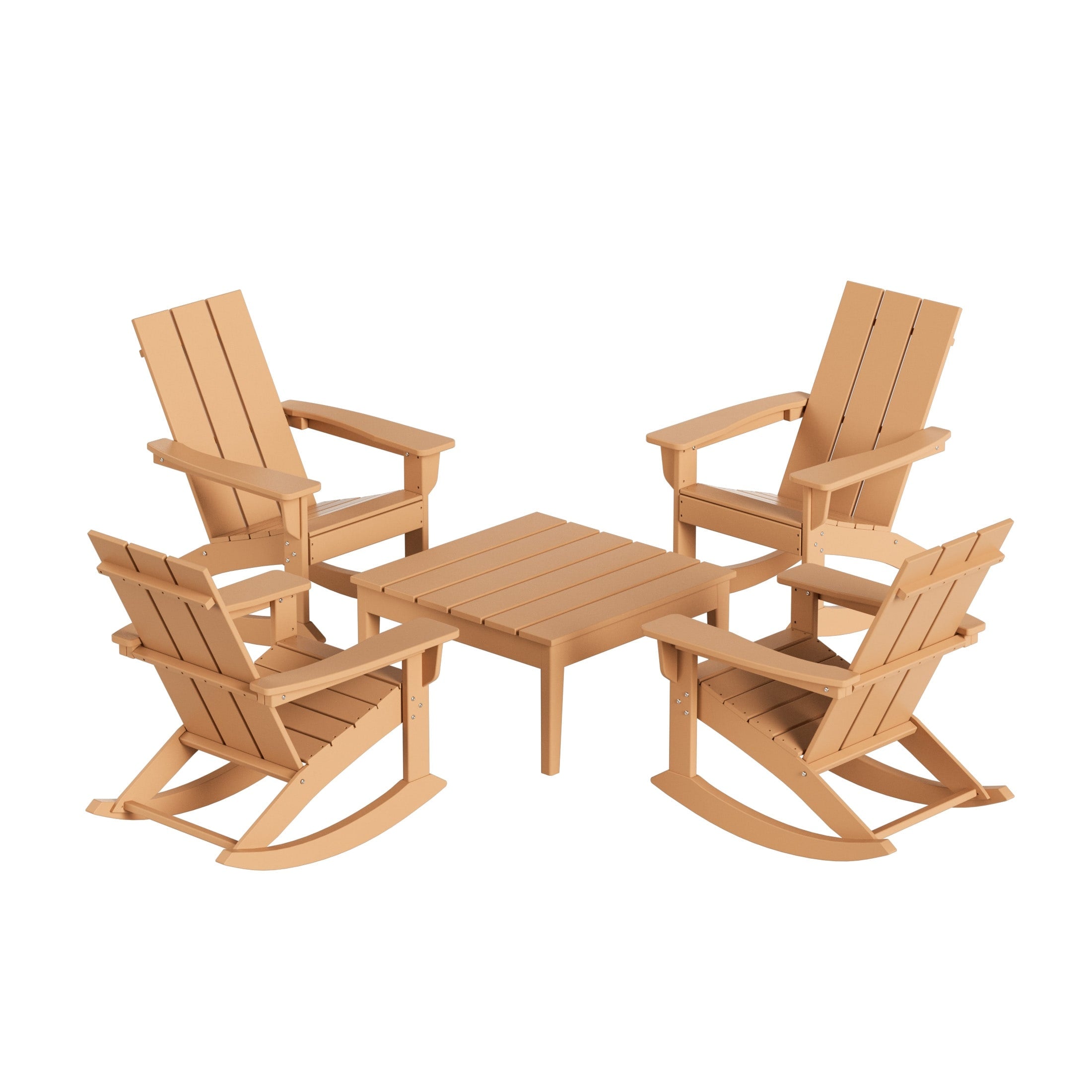 Ensemble de 5 chaises à bascule Polytrends Shoreside, toutes saisons, pour conversation