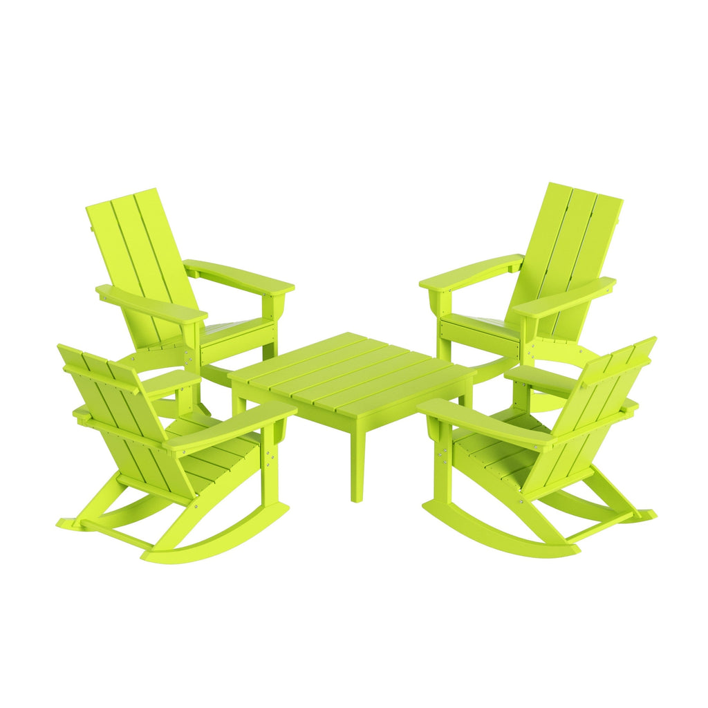 Ensemble de 5 chaises à bascule Polytrends Shoreside, toutes saisons, pour conversation