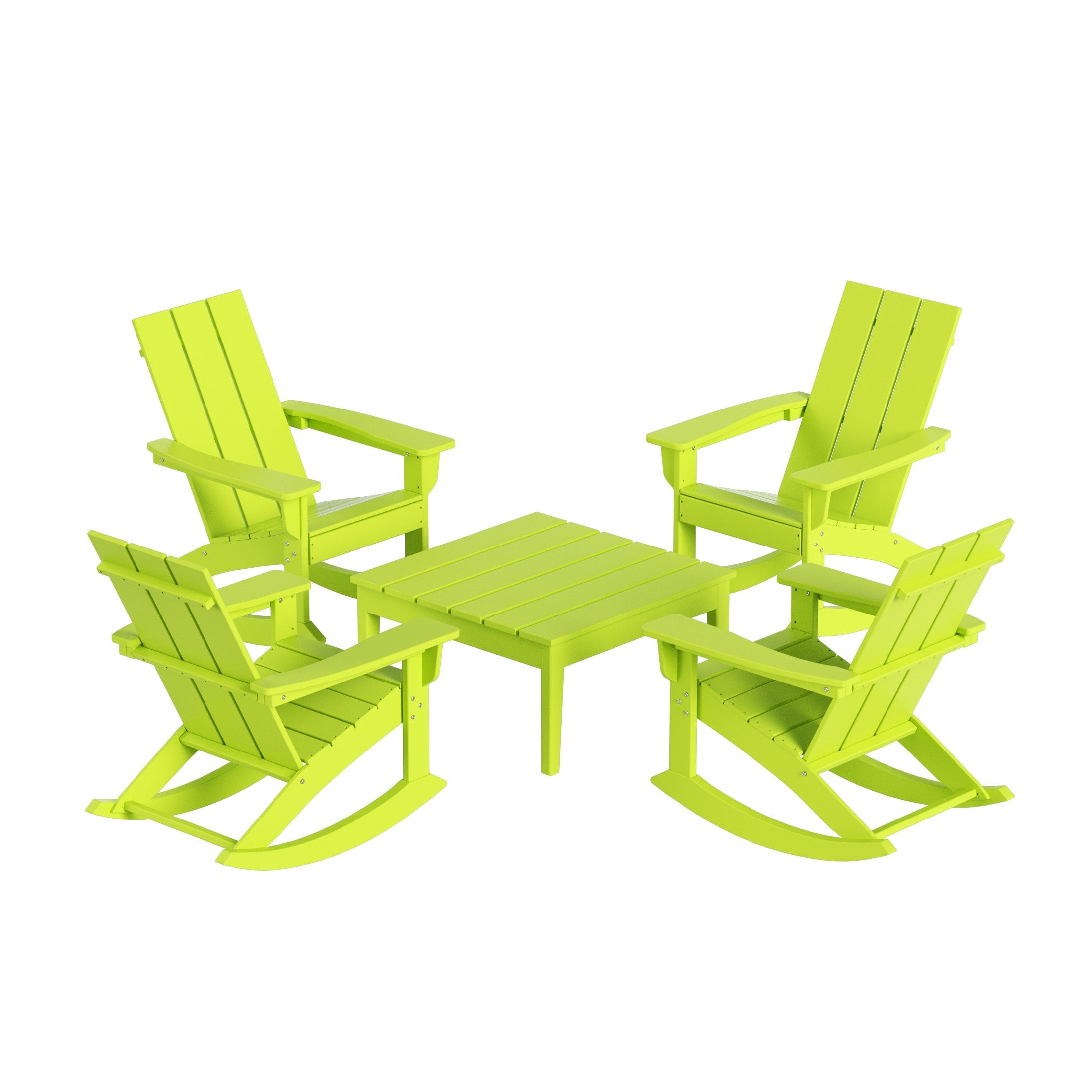 Ensemble de 5 chaises à bascule Polytrends Shoreside, toutes saisons, pour conversation