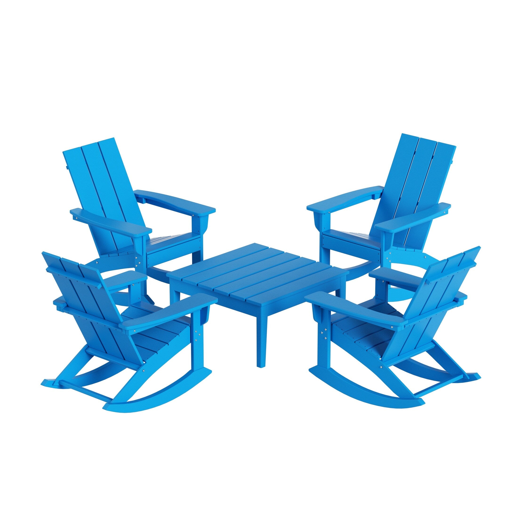 Ensemble de 5 chaises à bascule Polytrends Shoreside, toutes saisons, pour conversation