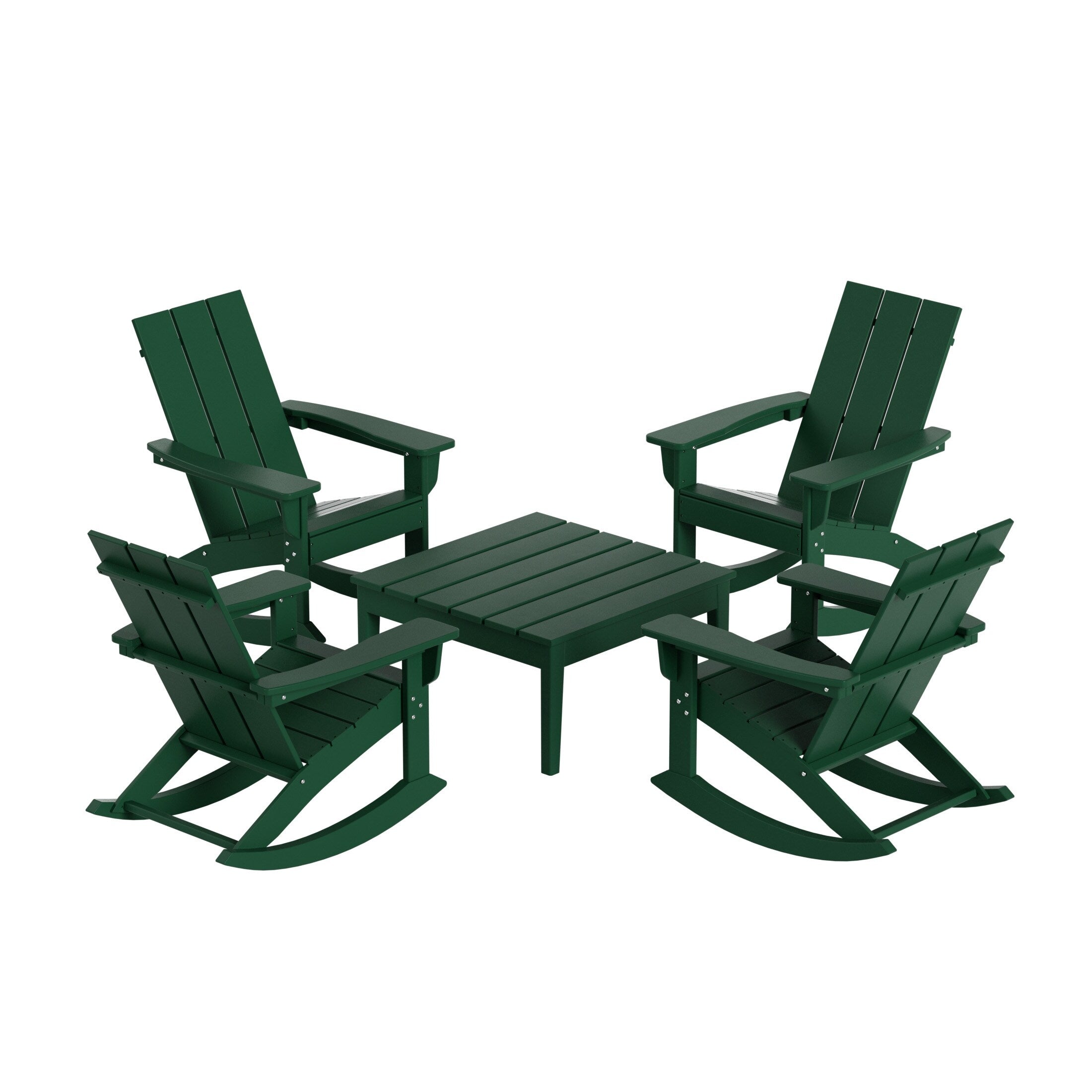 Ensemble de 5 chaises à bascule Polytrends Shoreside, toutes saisons, pour conversation