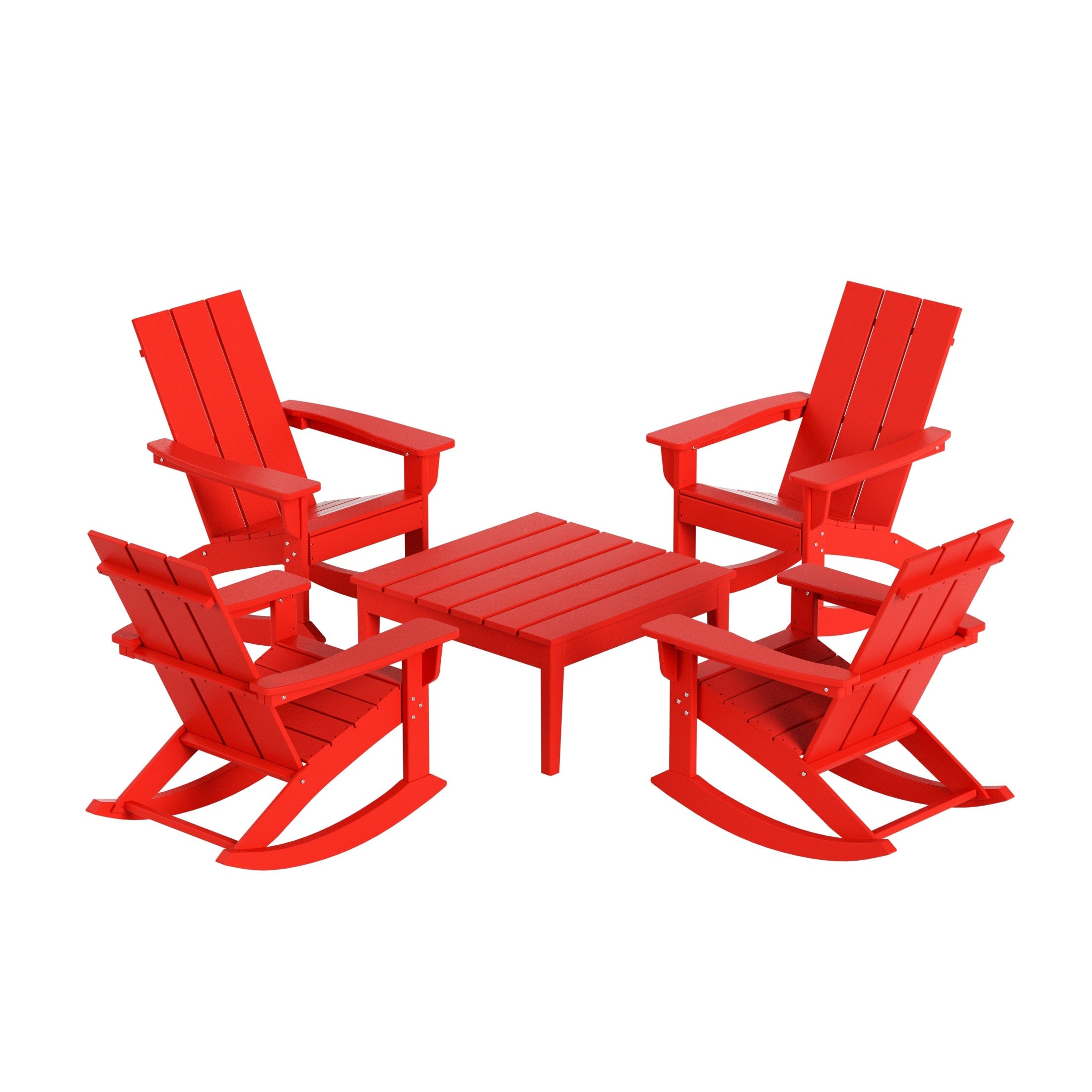 Ensemble de 5 chaises à bascule Polytrends Shoreside, toutes saisons, pour conversation