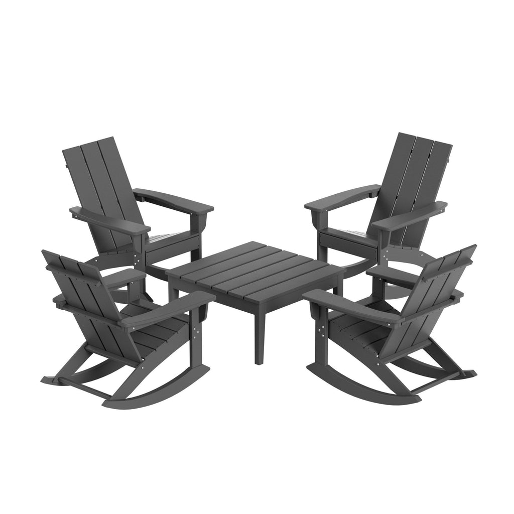 Ensemble de 5 chaises à bascule Polytrends Shoreside, toutes saisons, pour conversation