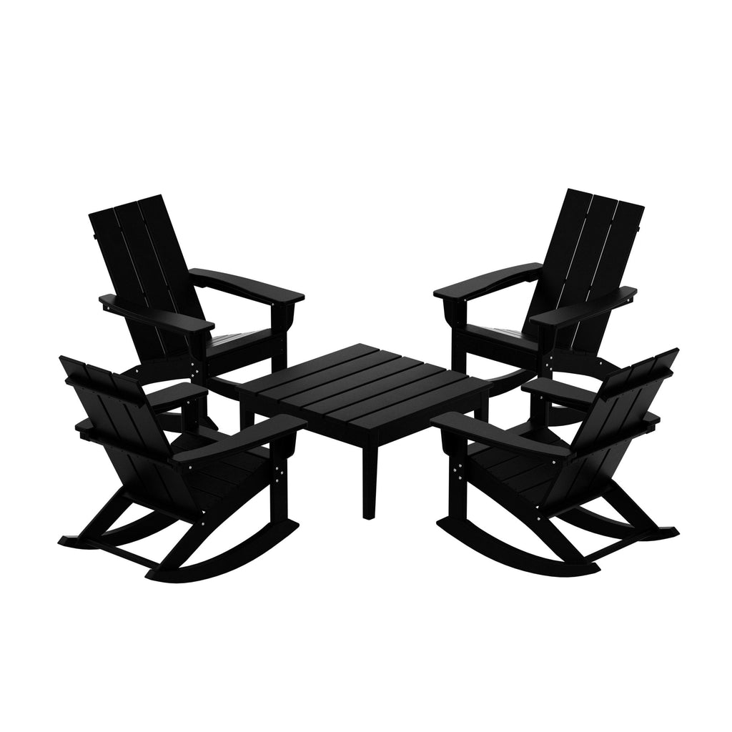 Ensemble de 5 chaises à bascule Polytrends Shoreside, toutes saisons, pour conversation