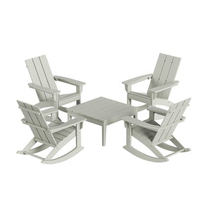 Ensemble de 5 chaises à bascule Polytrends Shoreside, toutes saisons, pour conversation