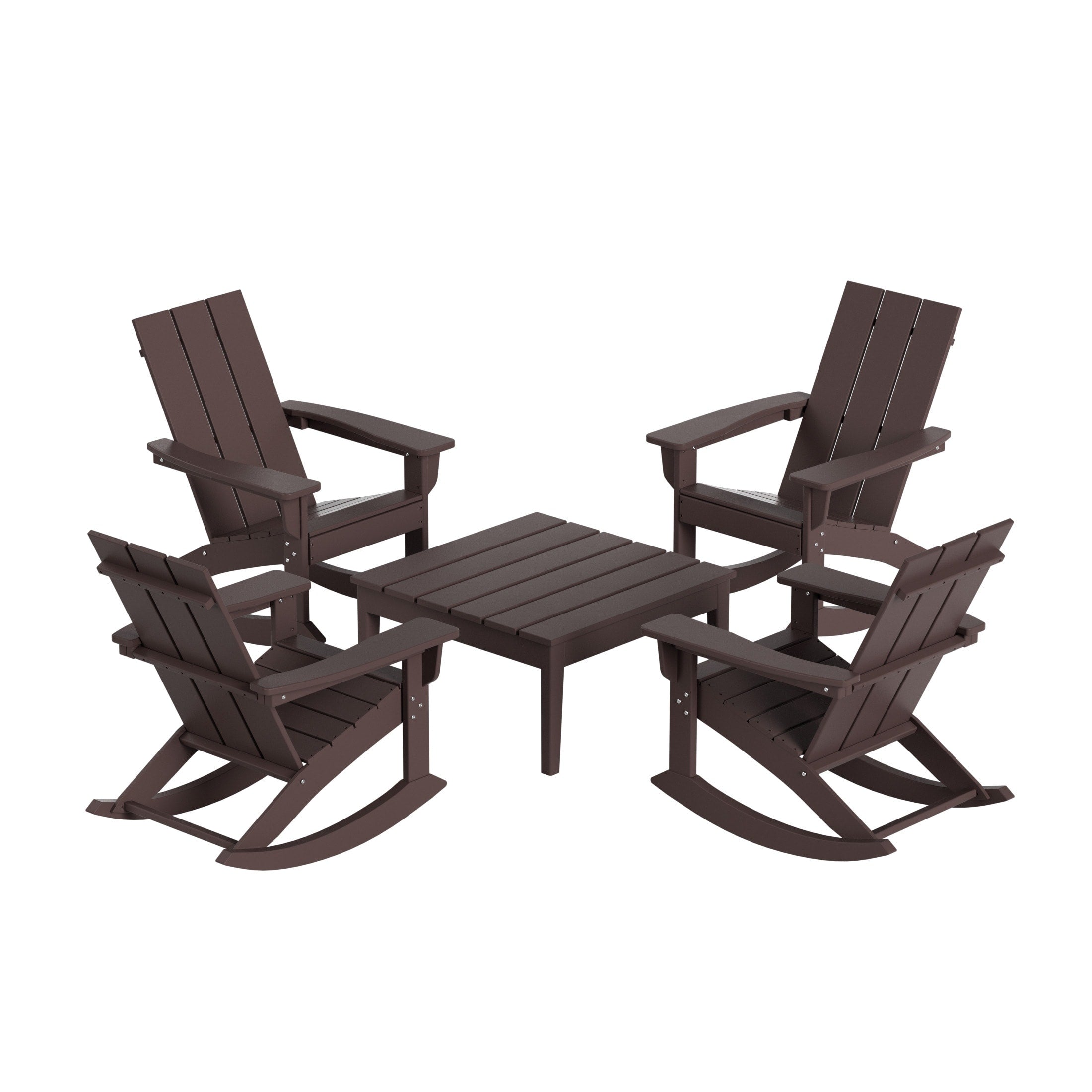 Ensemble de 5 chaises à bascule Polytrends Shoreside, toutes saisons, pour conversation
