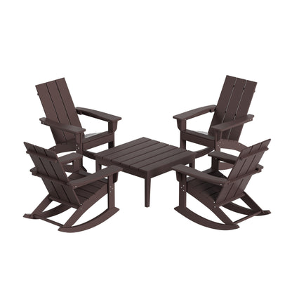 Ensemble de 5 chaises à bascule Polytrends Shoreside, toutes saisons, pour conversation