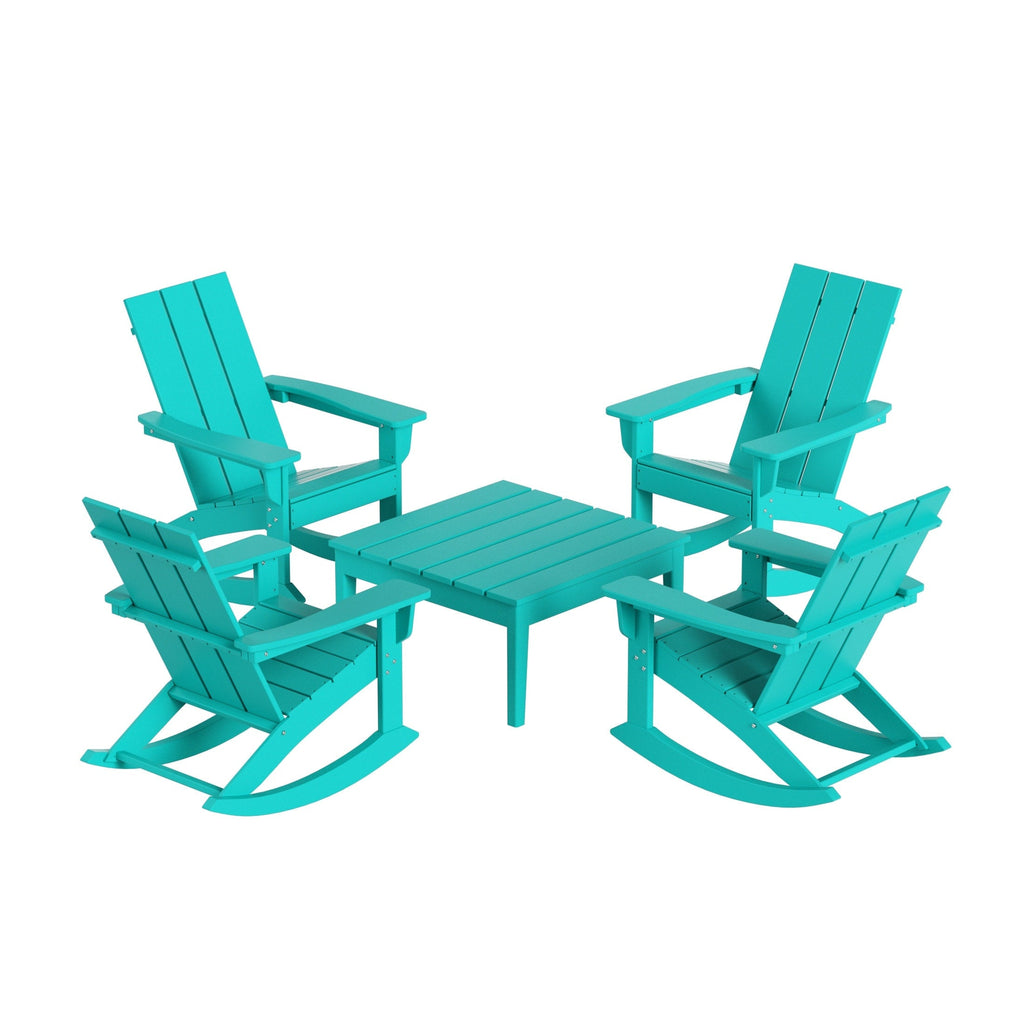 Ensemble de 5 chaises à bascule Polytrends Shoreside, toutes saisons, pour conversation