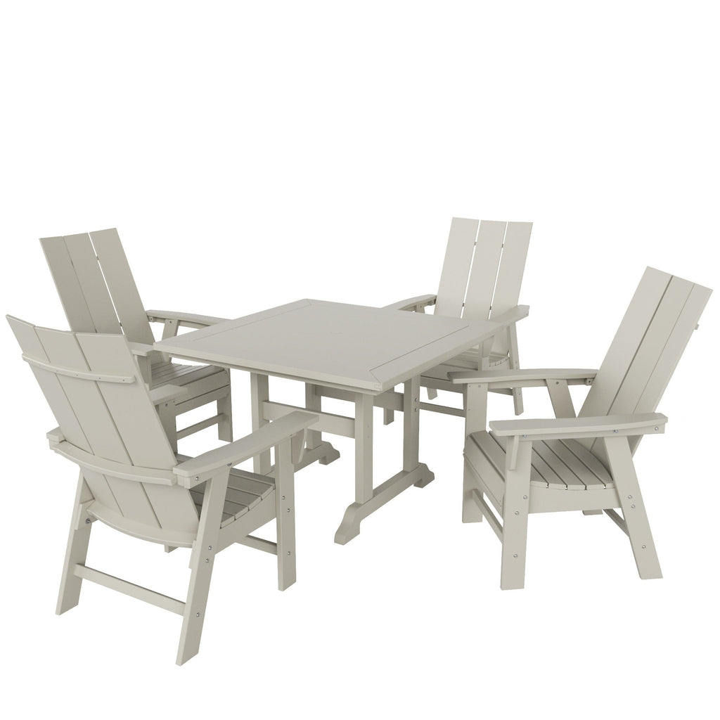 Ensemble de salle à manger d'extérieur Polytrends Shoreside, 5 pièces, carré, en polyester, respectueux de l'environnement, toutes saisons, avec fauteuils