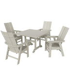 Ensemble de salle à manger d'extérieur Polytrends Shoreside, 5 pièces, carré, en polyester, respectueux de l'environnement, toutes saisons, avec fauteuils