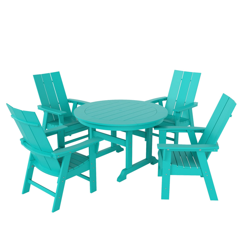 Ensemble de salle à manger d'extérieur Polytrends Shoreside, 5 pièces, carré, en polyester, respectueux de l'environnement, toutes saisons, avec fauteuils