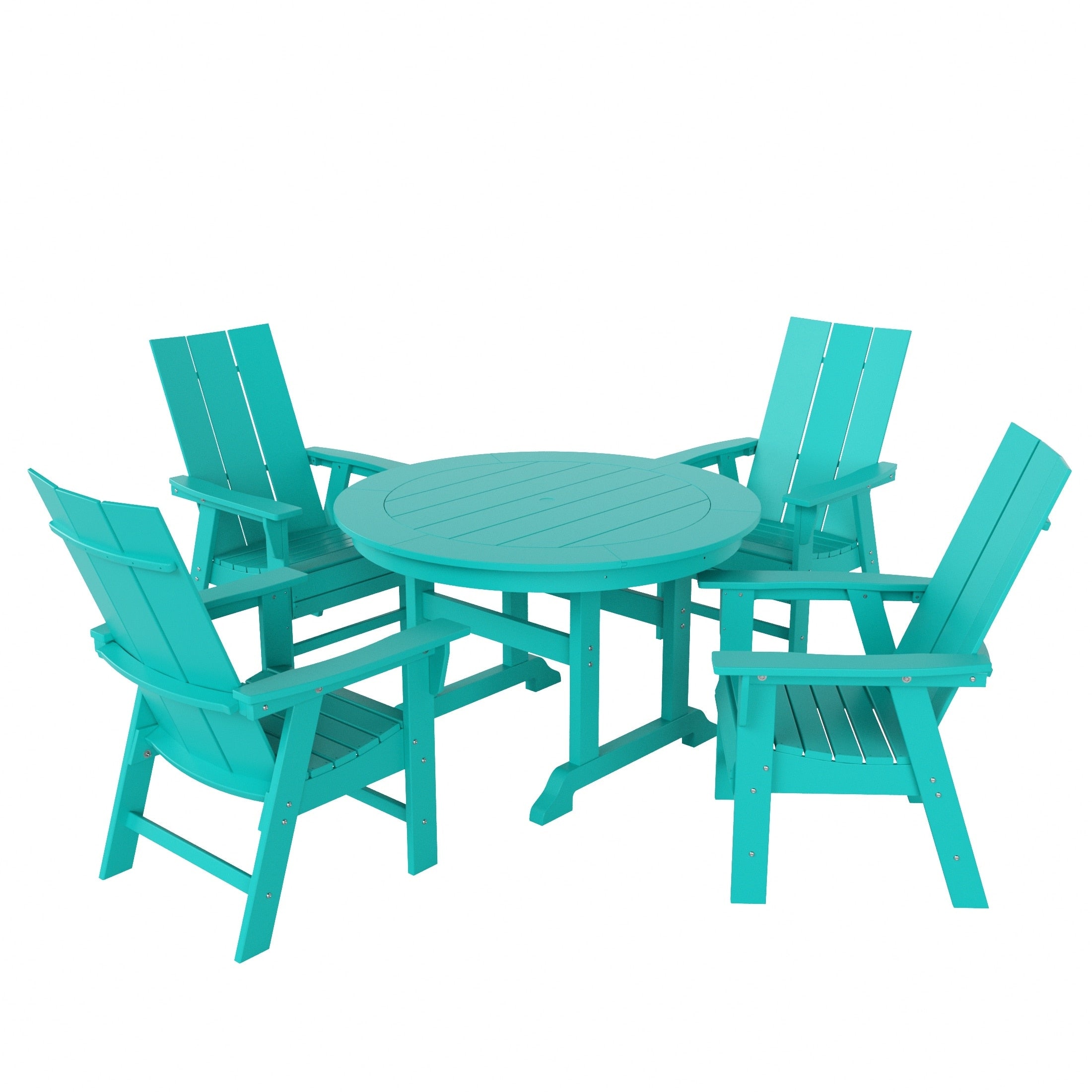 Ensemble de salle à manger d'extérieur Polytrends Shoreside, 5 pièces, carré, en polyester, respectueux de l'environnement, toutes saisons, avec fauteuils