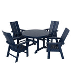 Ensemble de salle à manger d'extérieur Polytrends Shoreside, 5 pièces, carré, en polyester, respectueux de l'environnement, toutes saisons, avec fauteuils