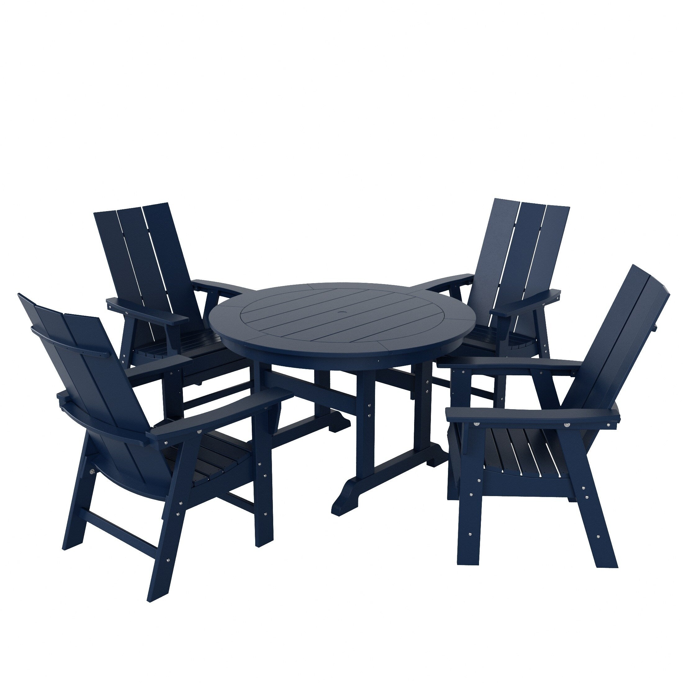 Ensemble de salle à manger d'extérieur Polytrends Shoreside, 5 pièces, carré, en polyester, respectueux de l'environnement, toutes saisons, avec fauteuils