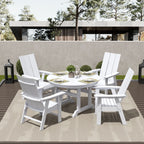 Ensemble de salle à manger d'extérieur Polytrends Shoreside, 5 pièces, carré, en polyester, respectueux de l'environnement, toutes saisons, avec fauteuils