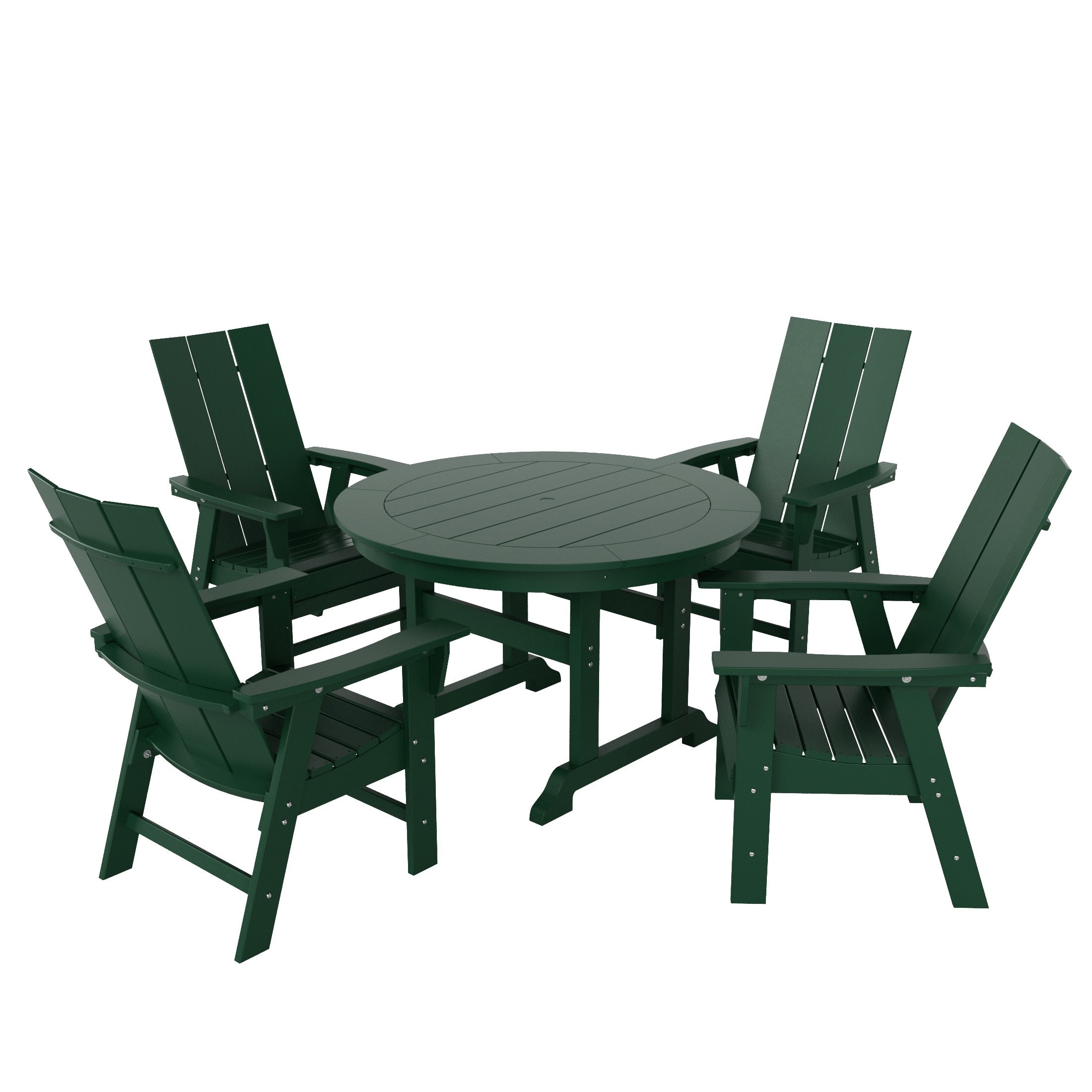 Ensemble de salle à manger d'extérieur Polytrends Shoreside, 5 pièces, carré, en polyester, respectueux de l'environnement, toutes saisons, avec fauteuils
