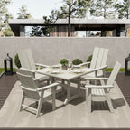 Ensemble de salle à manger d'extérieur Polytrends Shoreside, 5 pièces, carré, en polyester, respectueux de l'environnement, toutes saisons, avec fauteuils
