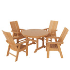 Ensemble de salle à manger d'extérieur Polytrends Shoreside, 5 pièces, carré, en polyester, respectueux de l'environnement, toutes saisons, avec fauteuils
