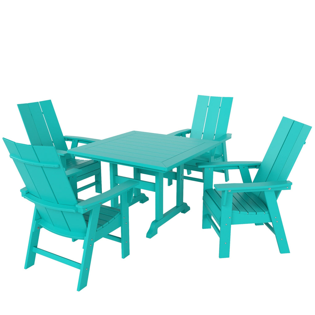 Ensemble de salle à manger d'extérieur Polytrends Shoreside, 5 pièces, carré, en polyester, respectueux de l'environnement, toutes saisons, avec fauteuils