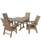 Ensemble de salle à manger d'extérieur Polytrends Shoreside, 5 pièces, carré, en polyester, respectueux de l'environnement, toutes saisons, avec fauteuils