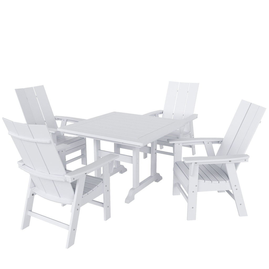 Ensemble de salle à manger d'extérieur Polytrends Shoreside, 5 pièces, carré, en polyester, respectueux de l'environnement, toutes saisons, avec fauteuils