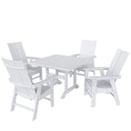 Ensemble de salle à manger d'extérieur Polytrends Shoreside, 5 pièces, carré, en polyester, respectueux de l'environnement, toutes saisons, avec fauteuils