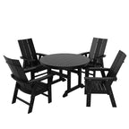 Ensemble de salle à manger d'extérieur Polytrends Shoreside, 5 pièces, carré, en polyester, respectueux de l'environnement, toutes saisons, avec fauteuils
