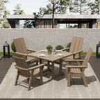 Ensemble de salle à manger d'extérieur Polytrends Shoreside, 5 pièces, carré, en polyester, respectueux de l'environnement, toutes saisons, avec fauteuils