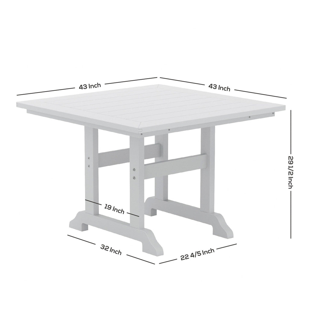 Ensemble de salle à manger d'extérieur Polytrends Shoreside, 5 pièces, carré, en polyester, respectueux de l'environnement, toutes saisons, avec fauteuils