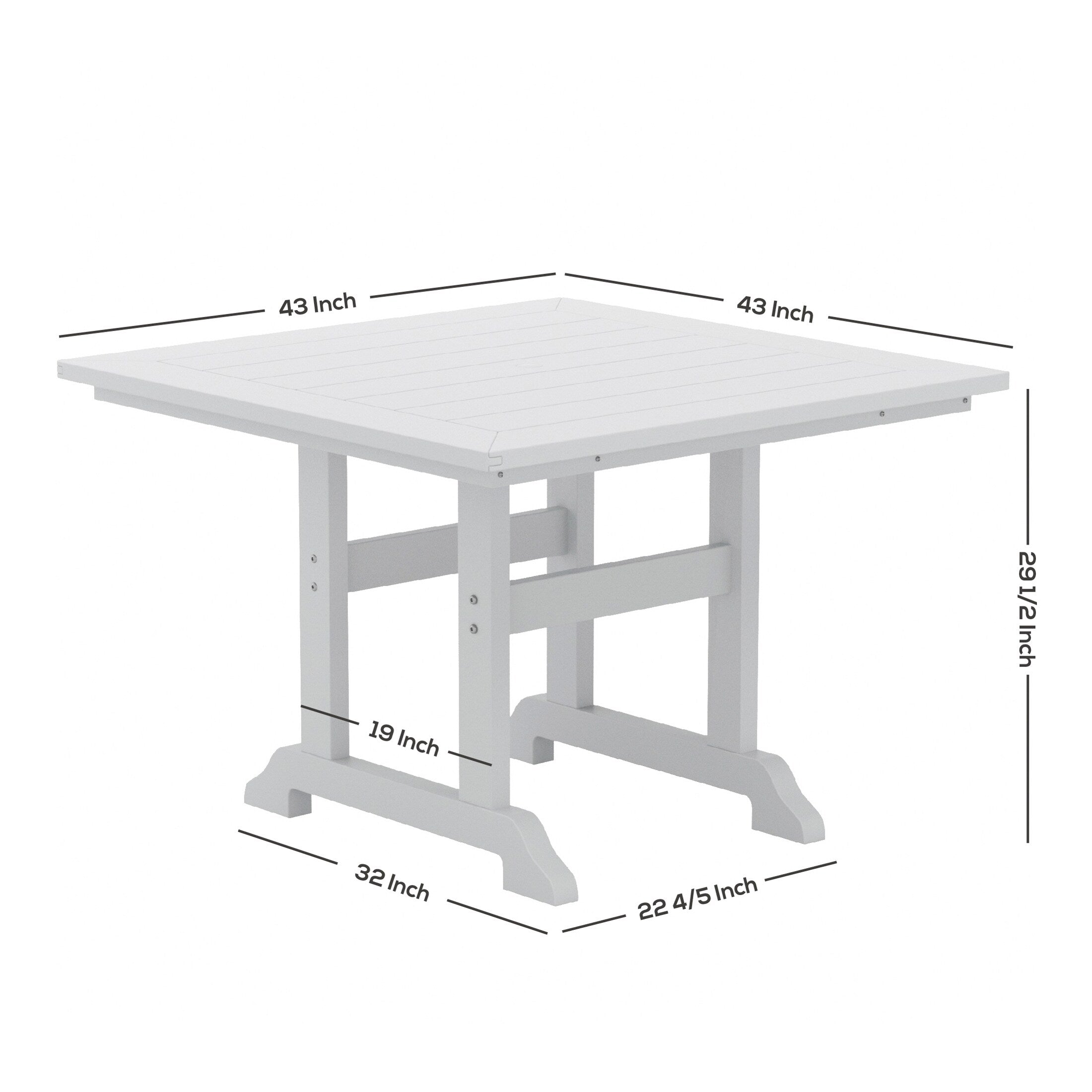 Ensemble de salle à manger d'extérieur Polytrends Shoreside, 5 pièces, carré, en polyester, respectueux de l'environnement, toutes saisons, avec fauteuils