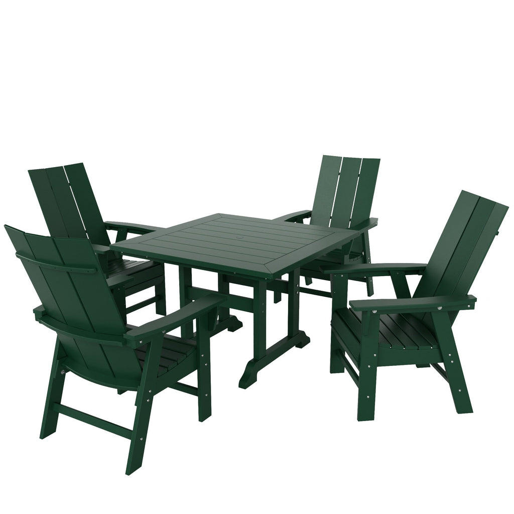 Ensemble de salle à manger d'extérieur Polytrends Shoreside, 5 pièces, carré, en polyester, respectueux de l'environnement, toutes saisons, avec fauteuils