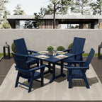 Ensemble de salle à manger d'extérieur Polytrends Shoreside, 5 pièces, carré, en polyester, respectueux de l'environnement, toutes saisons, avec fauteuils