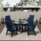 Ensemble de salle à manger d'extérieur Polytrends Shoreside, 5 pièces, carré, en polyester, respectueux de l'environnement, toutes saisons, avec fauteuils