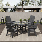 Ensemble de salle à manger d'extérieur Polytrends Shoreside, 5 pièces, carré, en polyester, respectueux de l'environnement, toutes saisons, avec fauteuils