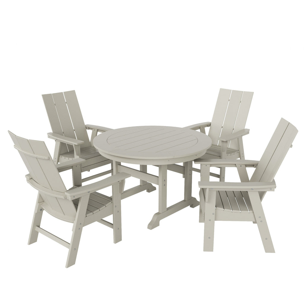 Ensemble de salle à manger d'extérieur Polytrends Shoreside, 5 pièces, carré, en polyester, respectueux de l'environnement, toutes saisons, avec fauteuils