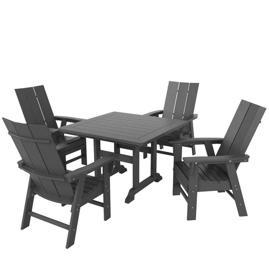 Ensemble de salle à manger d'extérieur Polytrends Shoreside, 5 pièces, carré, en polyester, respectueux de l'environnement, toutes saisons, avec fauteuils