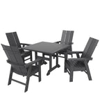 Ensemble de salle à manger d'extérieur Polytrends Shoreside, 5 pièces, carré, en polyester, respectueux de l'environnement, toutes saisons, avec fauteuils